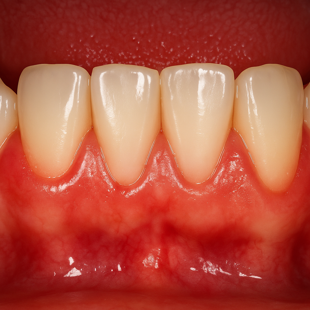 gingivitis, encías rojas inflamadas y sensibles